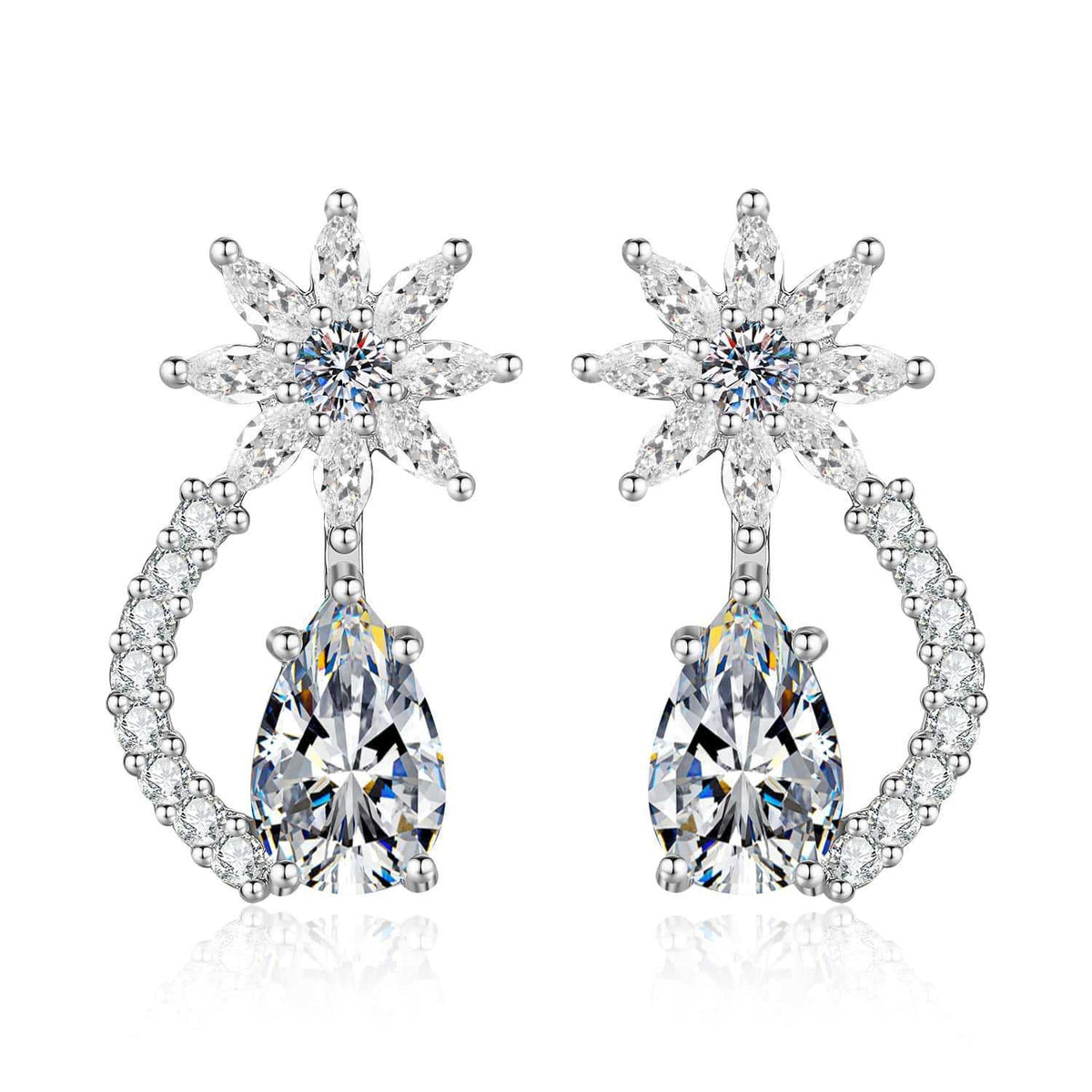 S925 Silver Pear-Shaped Moissanite Stud Earrings