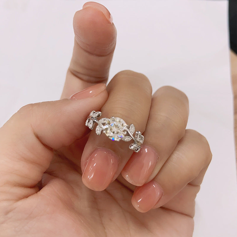 S925 Sterling Silver “Laurel Goddess” Moissanite Ring