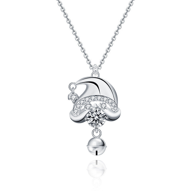 S925 Sterling Silver Moissanite Santa Claus Pendant Necklace