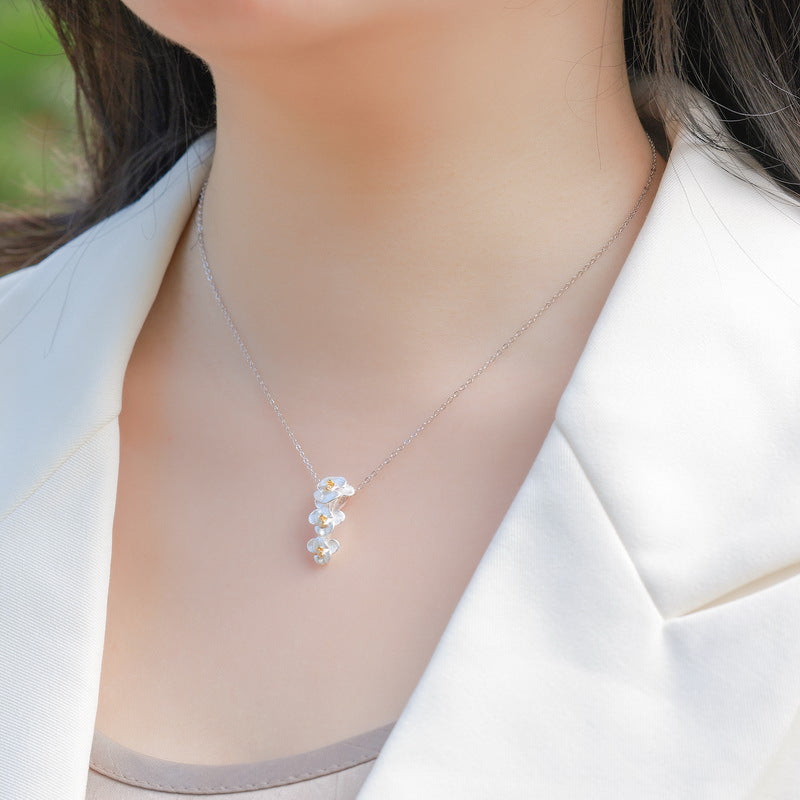 S925 Sterling Silver Orchid Necklace