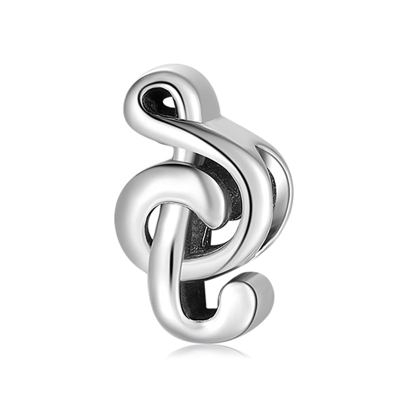 S925 Sterling Silver Music Symbol Beaded Pendant