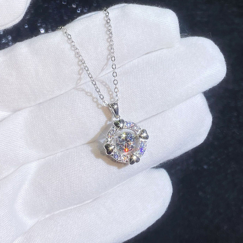 S925 Sterling Silver Moissanite Simple Heart Necklace
