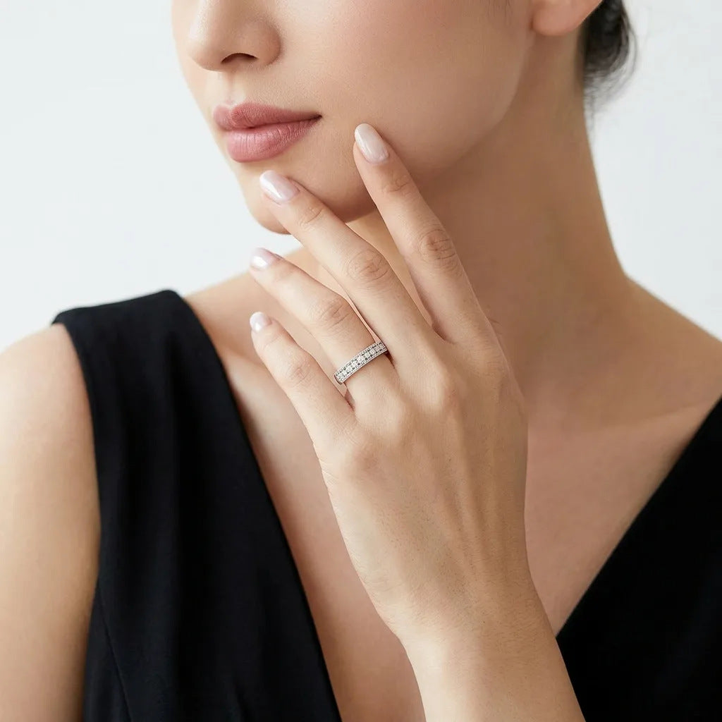 S925 Sterling Silver Moissanite Stackable Ring for Daily Wear