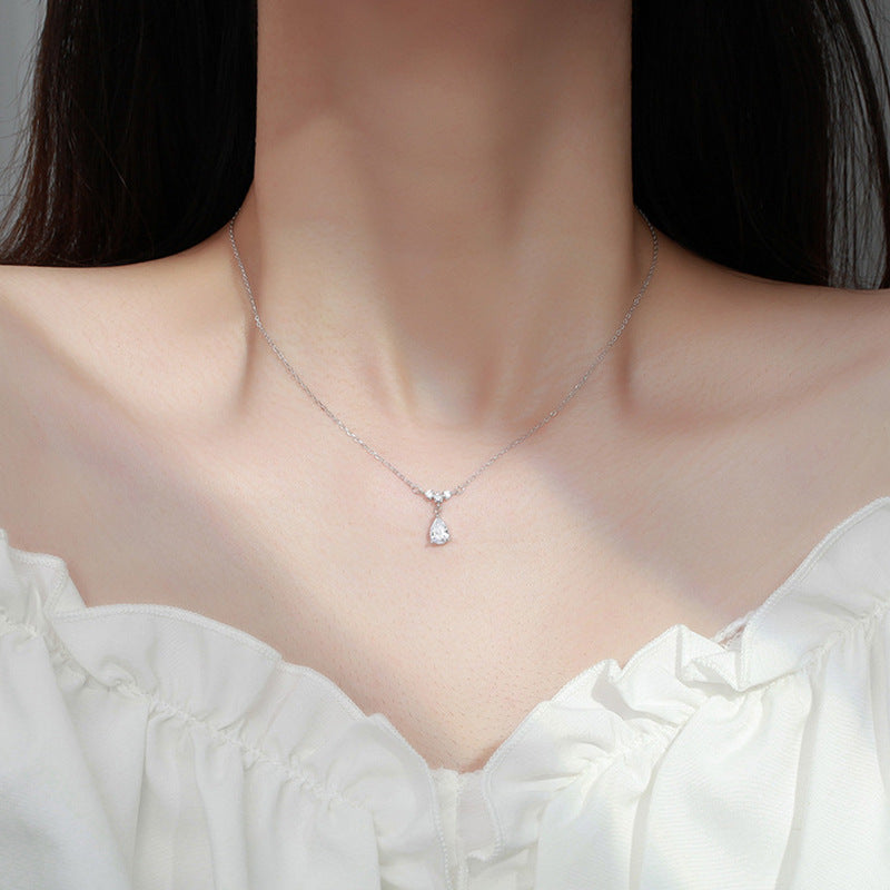 S925 Sterling Silver Moissanite Tassel Water Drop Necklace