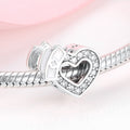 S925 Sterling Silver Heart Shape Nurse Cap Zircon Inlaid Bead Pendant