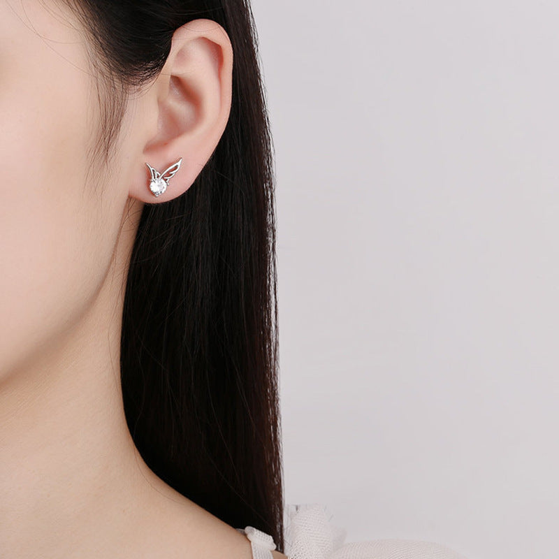 S925 Sterling Silver Moissanite Angel Wing Earrings