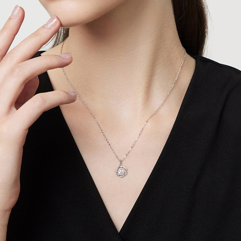 S925 Sterling Silver Moissanite Mobius Pendant Necklace
