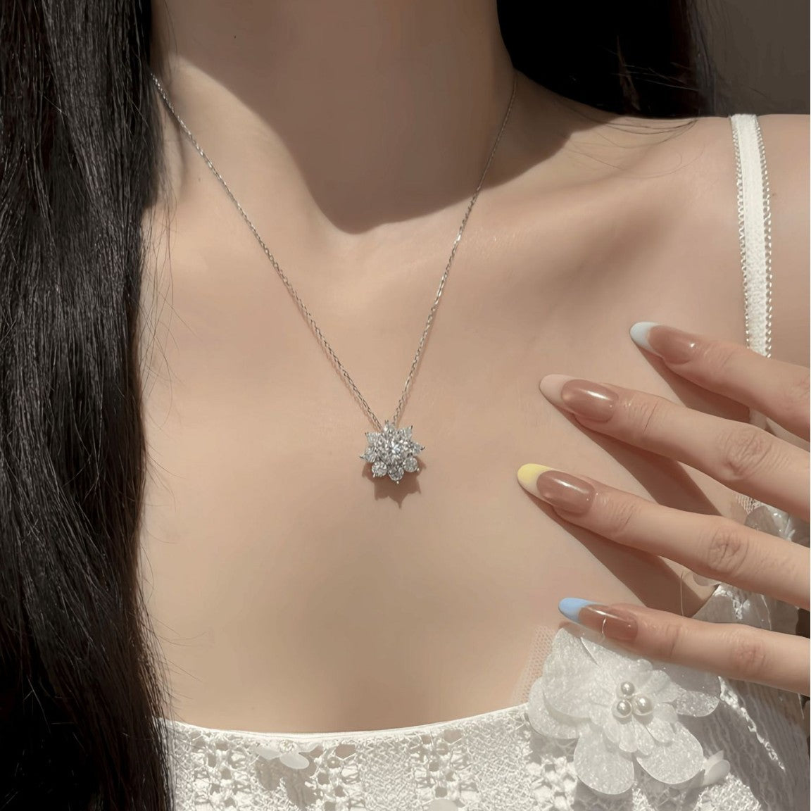 S925 Sterling Silver Sunflower Moissanite Necklace