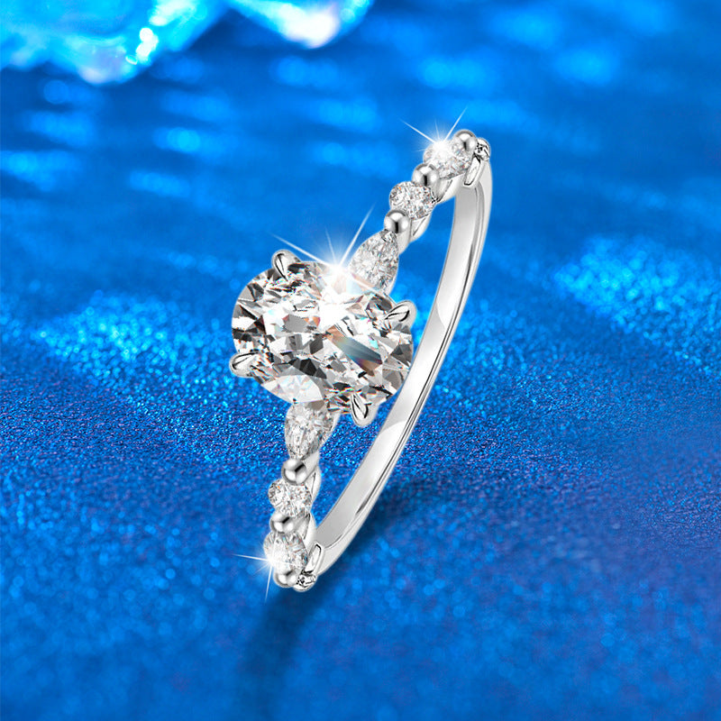 925 Sterling Silver Oval Moissanite Ring