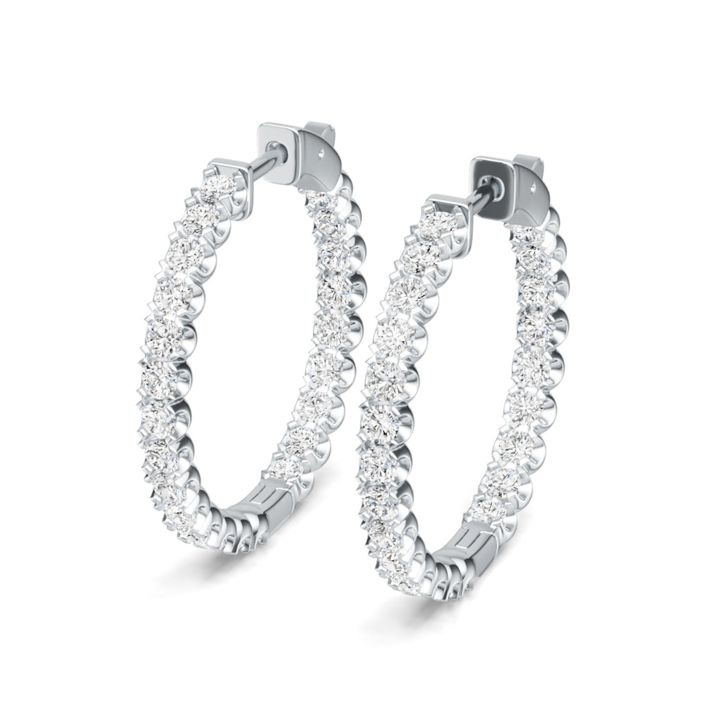 S925 Sterling Silver Super-Sparkly Large Hoop Earrings with Moissanite