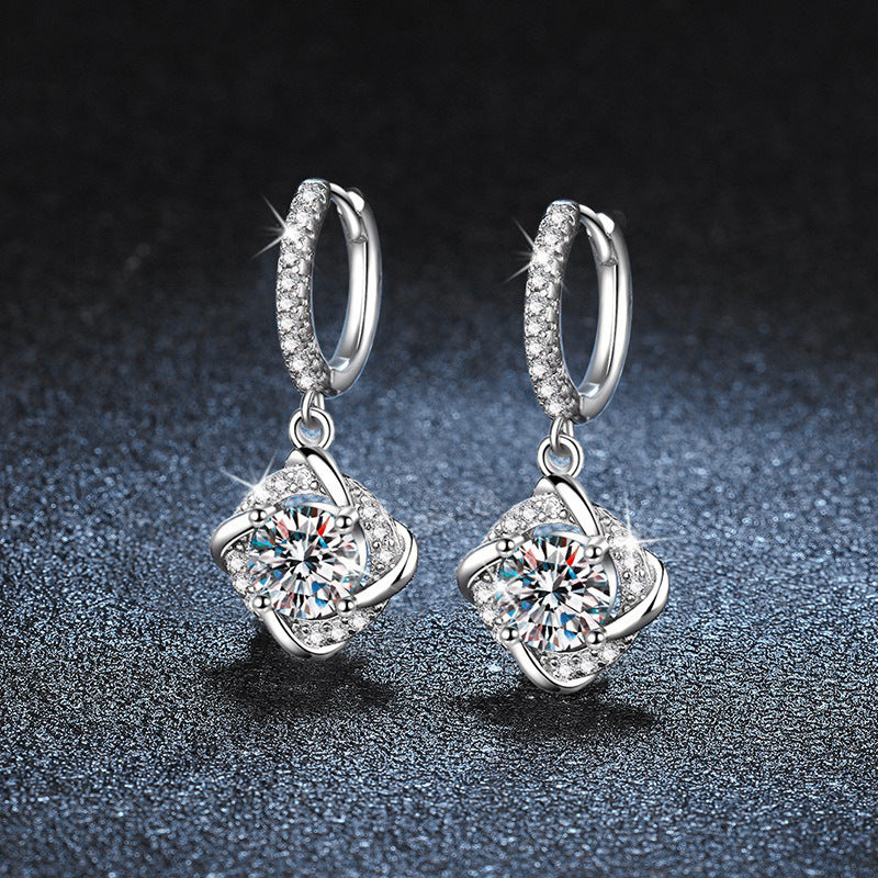 Moissanite  Windmill Style Hoop Earrings -925 Sterling Silver