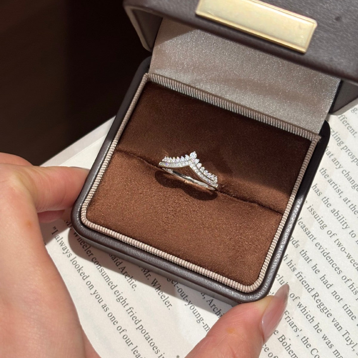 S925 Sterling Silver Princess Crown Moissanite Ring
