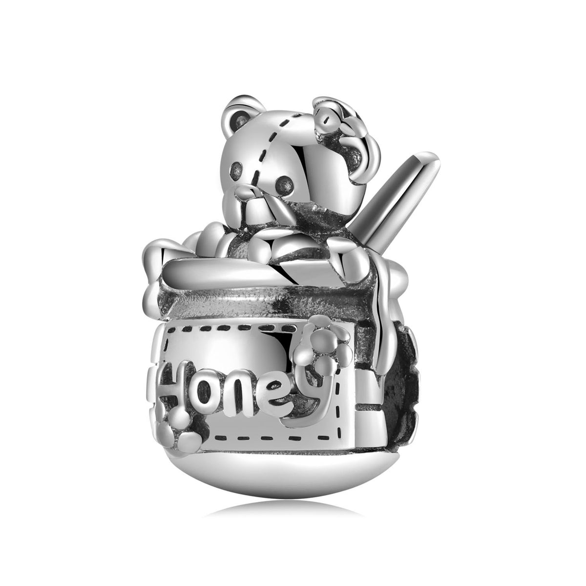 S925 Sterling Silver Bear with Honey Pot Pendant