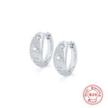 S925 Sterling Silver Octagonal Star Textured Hoop Earrings with Zirconia Inlay