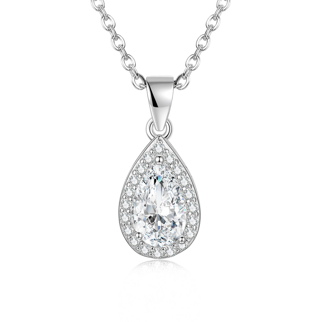 S925 Sterling Silver Moissanite Teardrop Necklace