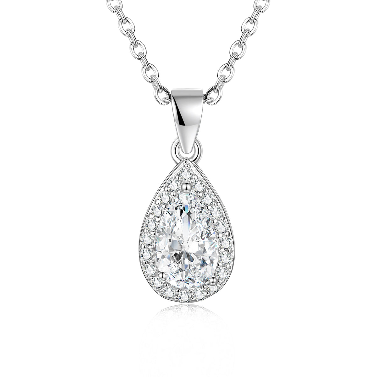 S925 Sterling Silver Moissanite Teardrop Necklace