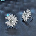 S925 Silver-Post Daisy Flower Stud Earrings with Moissanite