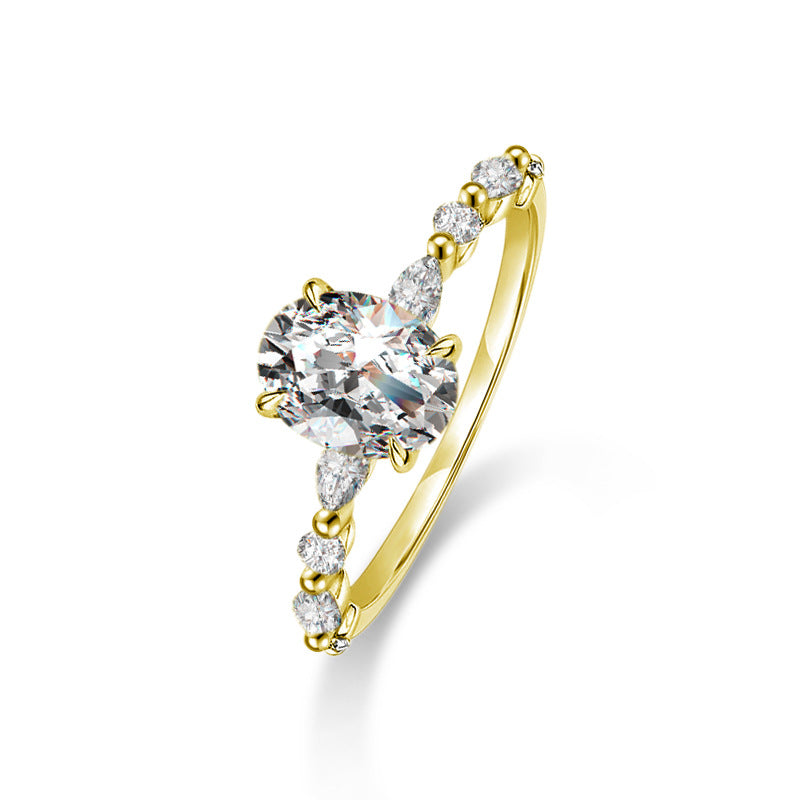 925 Sterling Silver Oval Moissanite Ring