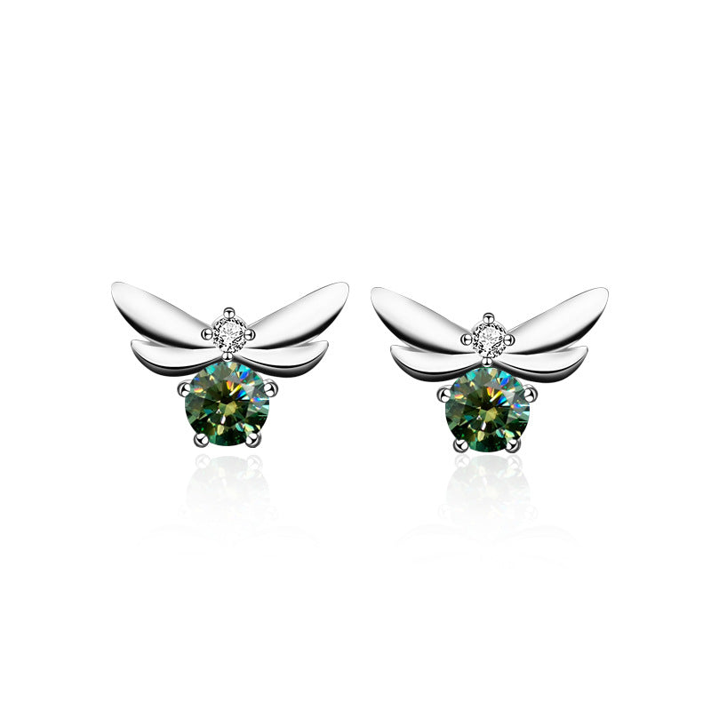 Personality creative Burt's Bee 925 sterling silver Mosan diamond earrings