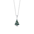S925 Sterling Silver Christmas Tree Necklace with Colorful Zirconia