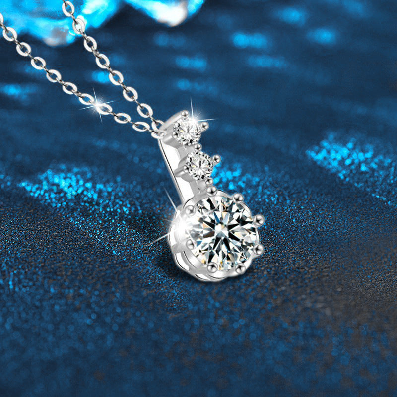 S925 Sterling Silver Moissanite Snowflake Pendant Necklace