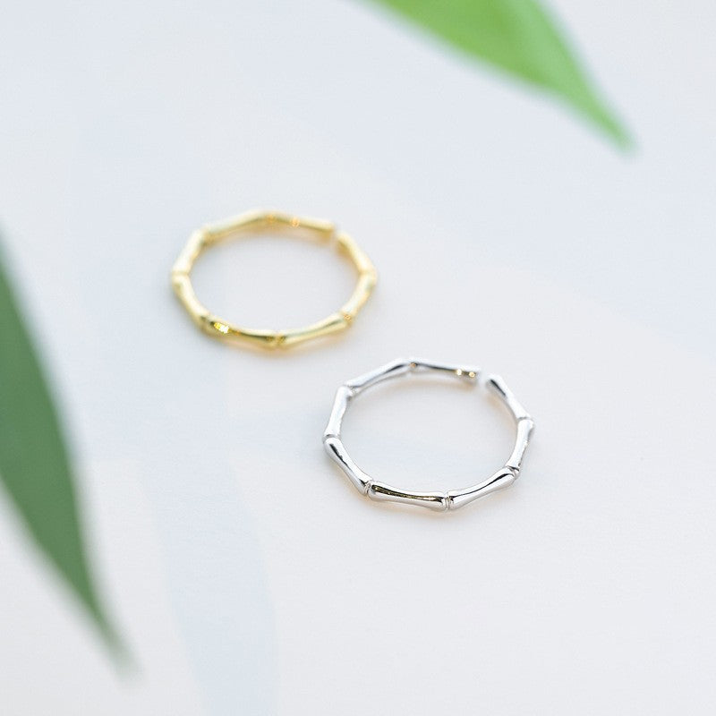 S925 Pure Silver Bamboo Knot Open Ring