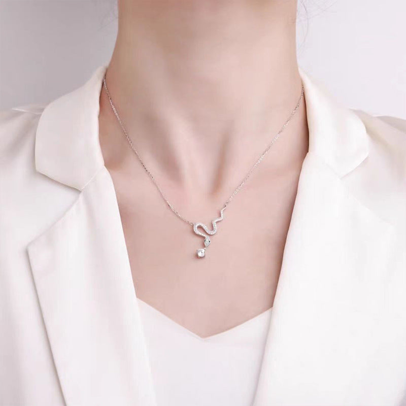 S925 Sterling Silver Moissanite Snake Necklace