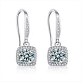 Moissanite Sugar Cube Earrings, 925 Sterling Silver Pendant