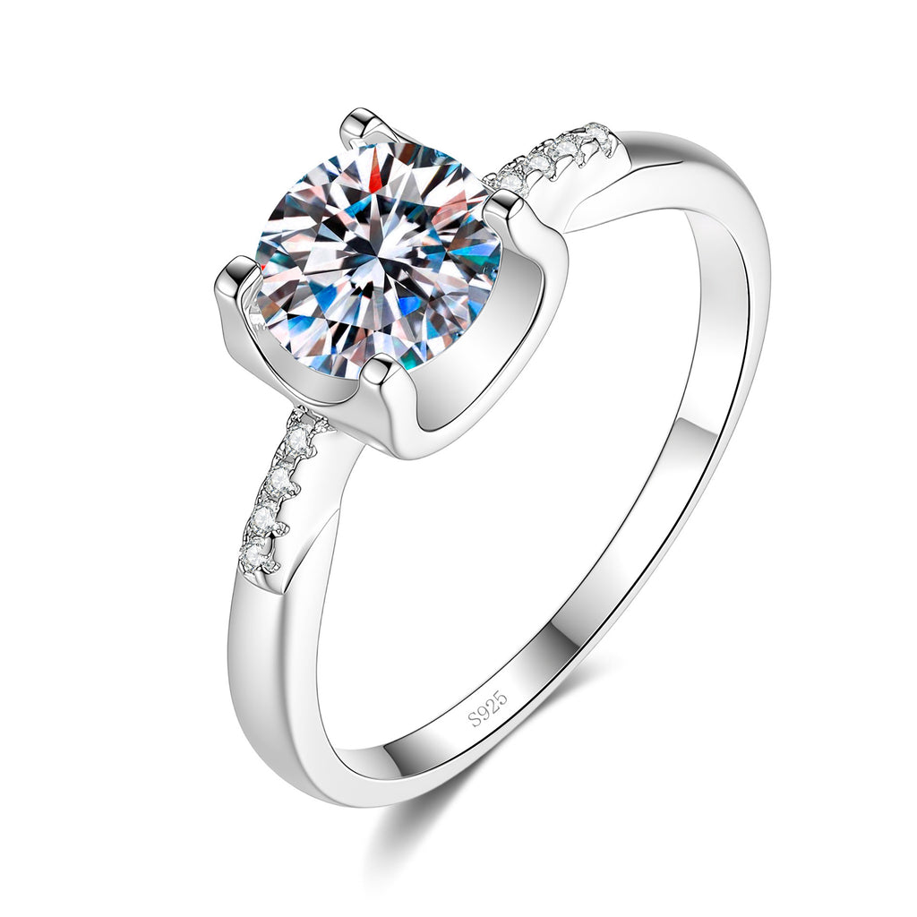 S925 Silver Bull-Head Ring with Colored Moissanite