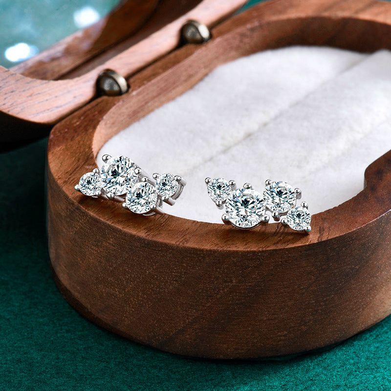 Moissanite 925 sterling silver stud earrings set with full diamonds