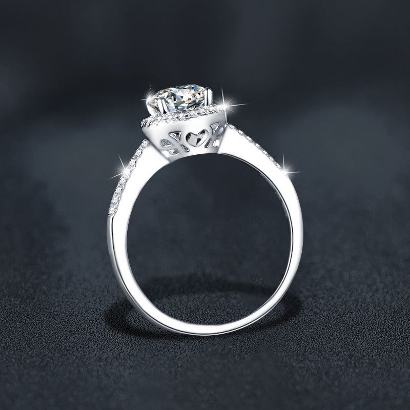 S925 Sterling Silver Round Moissanite Ring