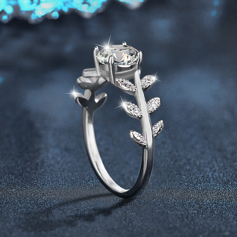 S925 Sterling Silver “Laurel Goddess” Moissanite Ring
