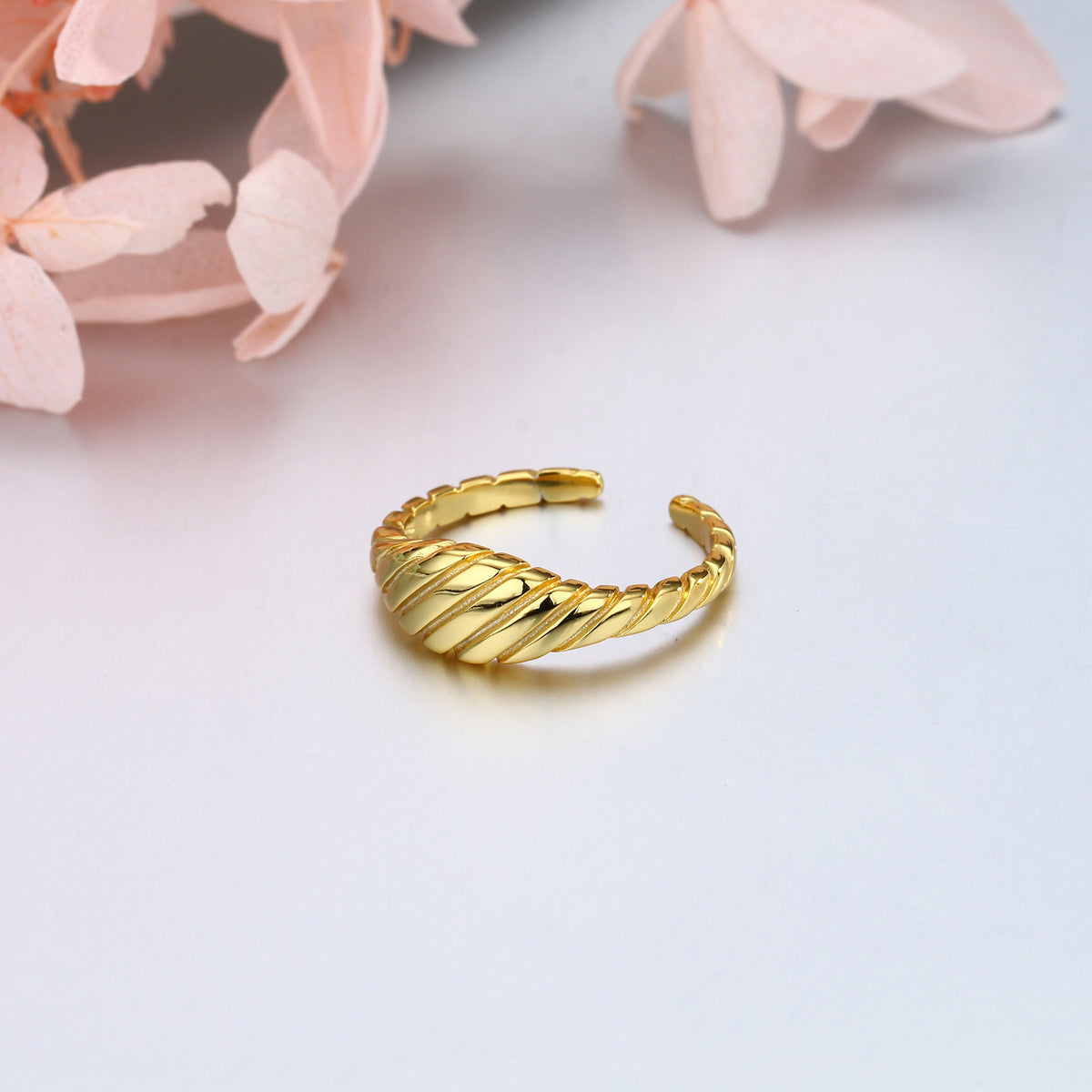 European and American style croissant twisted open ring S925 sterling silver