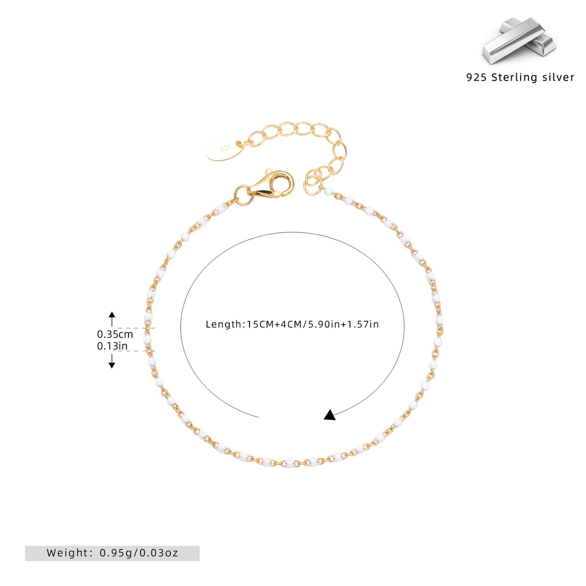 S925 Sterling Silver Bracelet with Colorful Enamel Detail