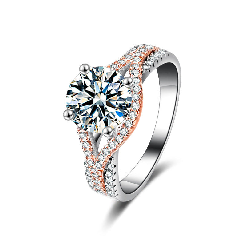 S925 Sterling Silver Moissanite Two-Color Ring