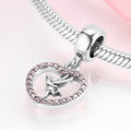 S925 Sterling Silver Heart Shape Pink Zircon Ballet Girl Pendant