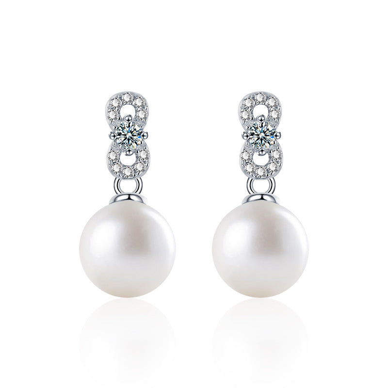 Elegant and sophisticated S925 sterling silver moissanite pearl stud earrings