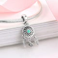 S925 Sterling Silver Dream Catcher Hollow Flower Feather Tassel Pendant