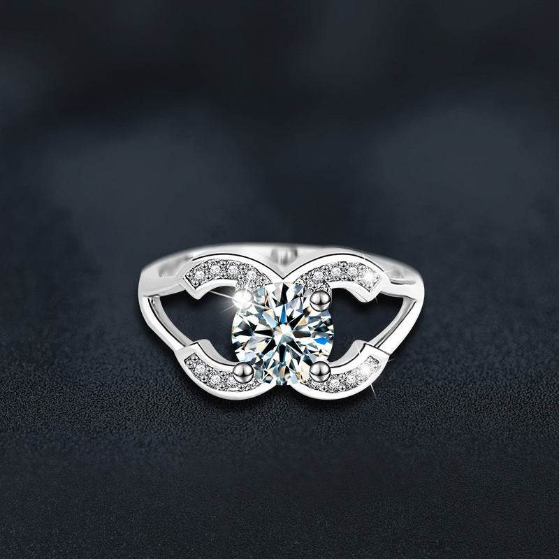 S925 Sterling Silver Moissanite Pairs of C Ring