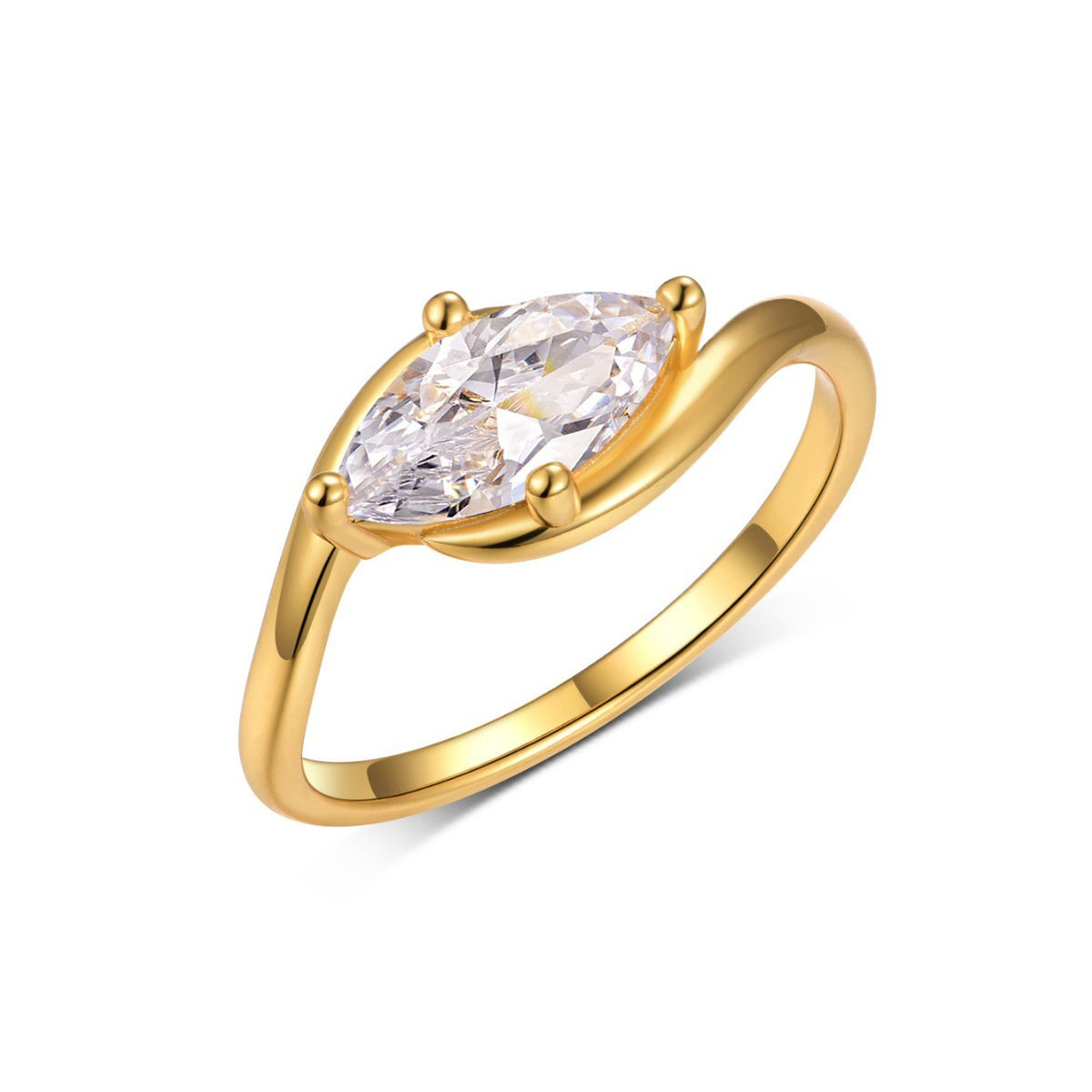 S925 Silver Horse Eye Moissanite Twist Arm Ring Engagement Ring