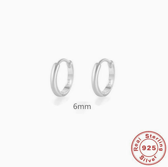 S925 Sterling Silver Geometric Hoop Earrings