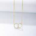 S925 Sterling Silver Simple Zircon Inlaid Double Circle Double Ring Necklace