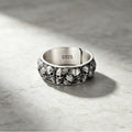S925 Sterling Silver Solid Halloween Skull Ring