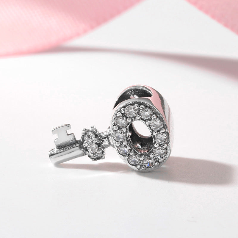 S925 Sterling Silver Inlaid Zircon Key Shape Pendant