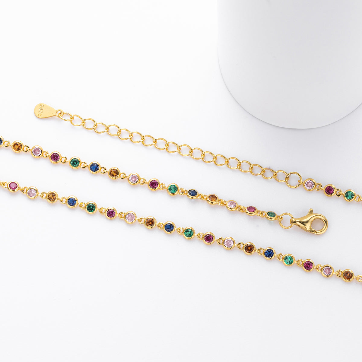 Dopamine Colored Zirconium Necklace in 925 Sterling Silver