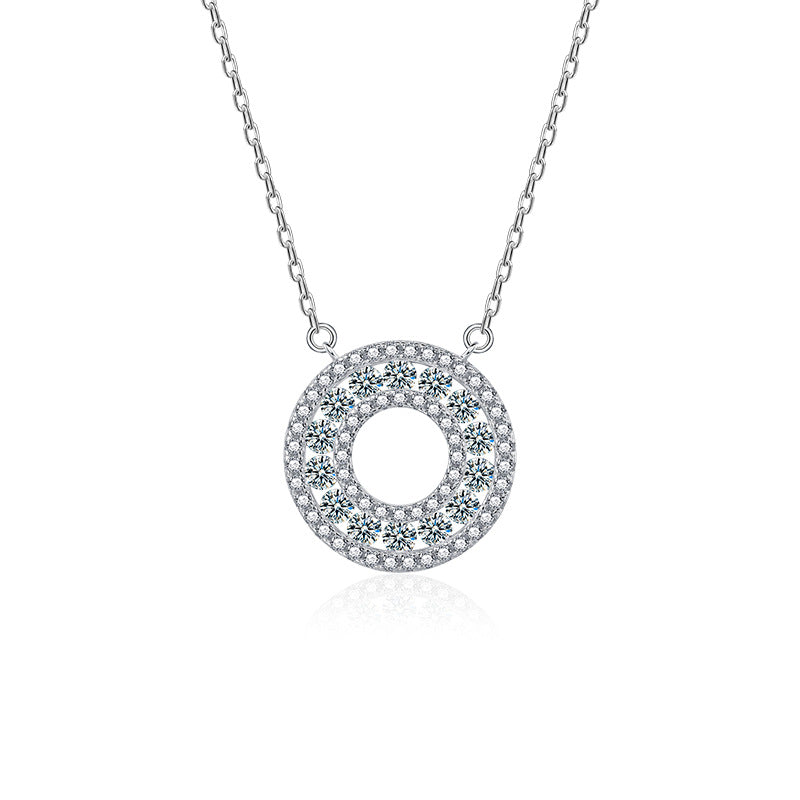 S925 Sterling Silver Moissanite round Pendant Necklace