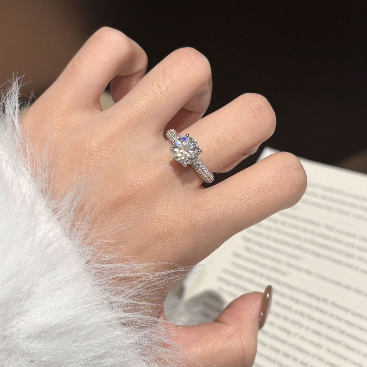 S925 Silver "Half-and-Half" Colored Moissanite Ring