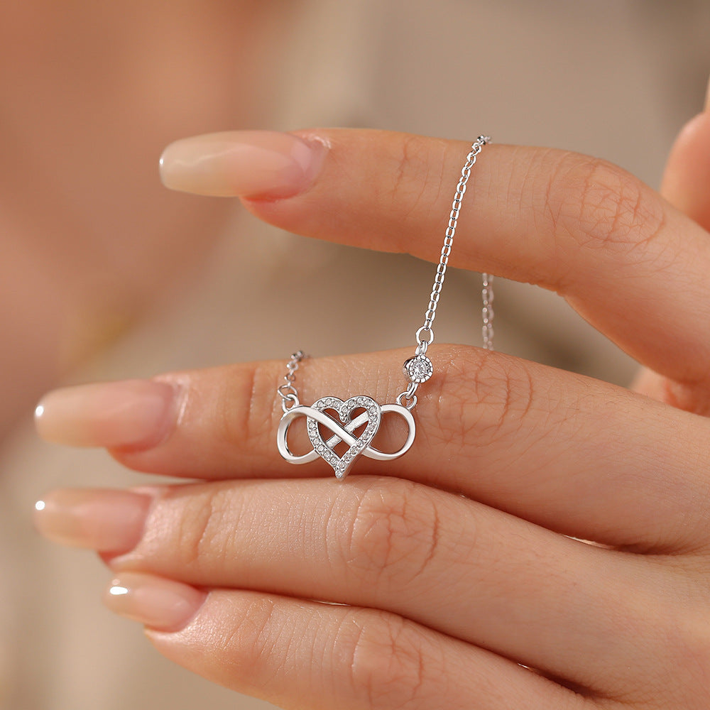 925 Sterling Silver Zircon Figure-8 Necklace