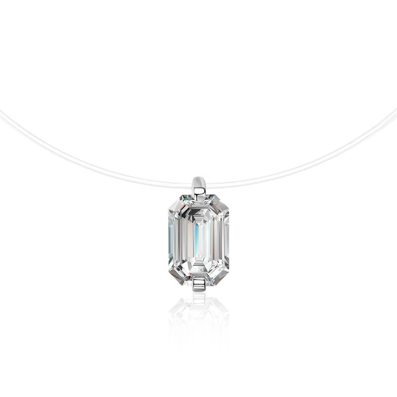 S925 Sterling Silver Moissanite Rectangular Pendant Necklace