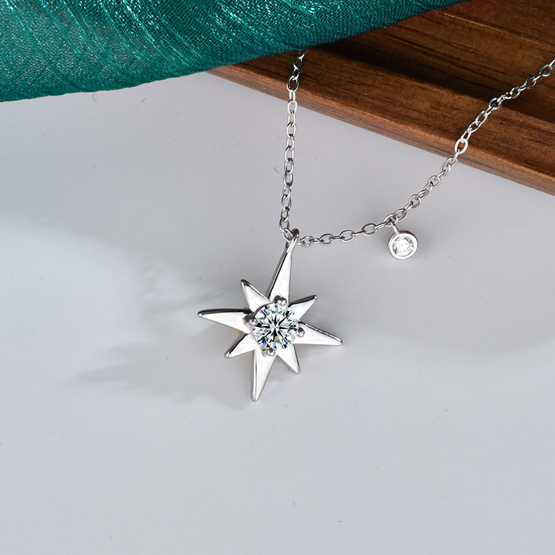 S925 Sterling Silver Moissanite Pendant Hexagram Necklace